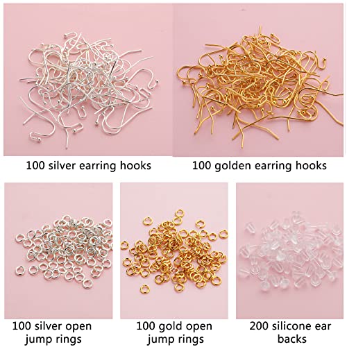 Earring Hooks,600pcs Hypoallergenic Earrings Making kit,Earring Finding