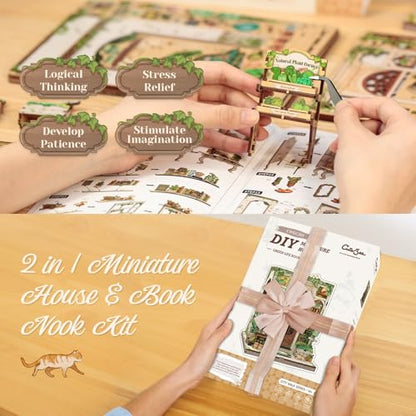 CUTEBEE Book Nook Kit - DIY Miniature House Dollhouse Kit for Adults