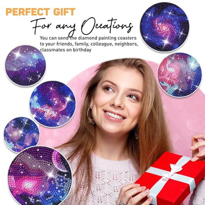 8 pcs Diamond Painting Coasters | Diamond Art Coasters | Galaxy and Nebula Diamond Art Painting | Perfect Art Craft Gift for Galaxy Lover, Dad, Mom, Grandparents, Brother, Sister. - color: Galaxy