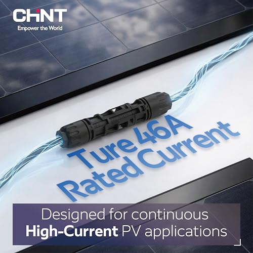CHINT UL 6703 & TÜV Certified Solar Panel Connectors (30 Pairs), 1500V 46A DC MC4-Compatible PV Cable Connectors Kit for 10/12/14 AWG Solar Wire with Dust Caps & Spanners - size: 30 Pairs 10AWG 46A
