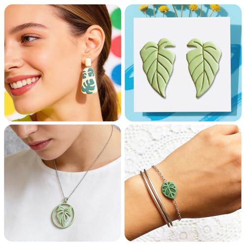 17Pcs Monstera Leaves Polymer Clay Cutters Tropical Leaf Polymer Cutter for Clay Earrings Making Festival Jewelry DIY - color: Monstera Leaves
