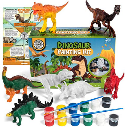 COASTLINE CRAFT STEM.org Dinosaur Painting Kit for Kids with Dino Trivia-Dinosaur Crafts for Kids Ages 3-5 + w/ 2 T-Rex Set - Screen Free, Educational Gifts for Boys - style: Dinosaur Kit