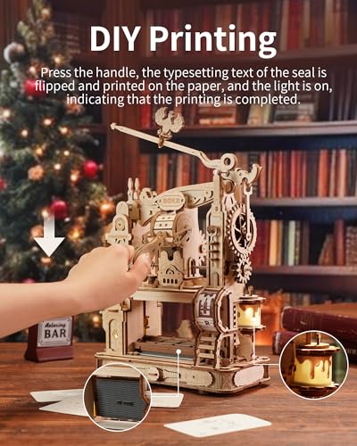 ROKR 3D Puzzle for Adults, Wooden Puzzles Classic Printing Press Model Building Kits, DIY Wood Crafts Cool Toys for Birthday, STEM Hobbies for Women Men (LK602)