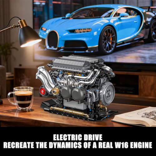 W16 Engine Building Blocks Set for Adults, STEM Mini 16-Cylinder Engine Model Kit that Runs, Compatible with Lego Car, DIY Physical Science Experiment Toy for Teens Boys 8-14+ (801 PCS) - style: YC556