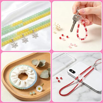 1000Pcs 4mm White Round Glass Beads for Necklaces - color: White, size: 4mm 1000pcs
