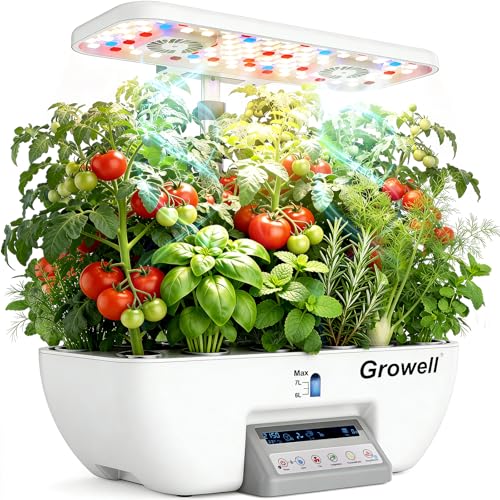 Growell 17 Pods Hydroponics Growing System Kit, Indoor Garden with 2 Fans - color: White-gray Screen
