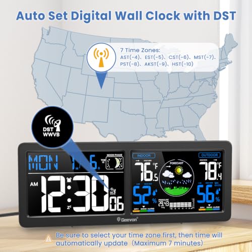 Geevon Weather Station Wireless Indoor Outdoor Thermometer with HD Display