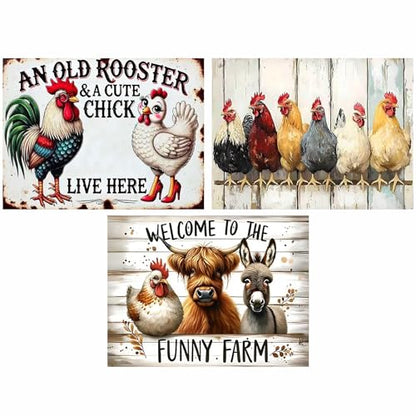 mrpwnle 3 Pack Diamond Art Kits for Adults, Chicken Diamond Painting Kits - color: 3 Pack Animals, size: 15.7x11.8in(40x30cm)