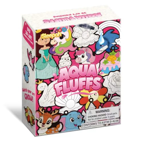 Aqua Fluffs Mess-Free 3D Puffs Art Kit for Kids Double-Sided Craft Set Kit - color: Princess, Fairies & Animals