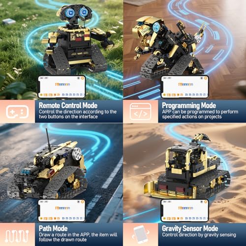5 in 1 STEM Robot Toy Building Kit, Robot Building Kit with App & Remote Control for Kids Ages 8-14, Coding Robotics Technic Toy Bulldozer Erector for Boys Girls, 695 PCS
