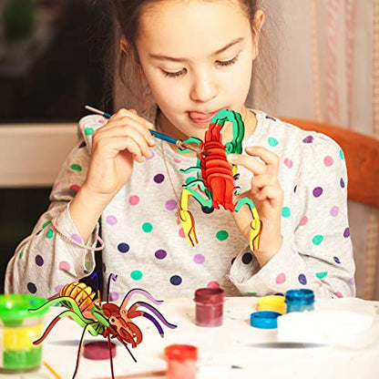 calary 3D Wooden Puzzle Simulation Animal Dinosaur Assembly DIY Model Toy for Kids and Adults,Set of 6 - style: E-Insect Assembly