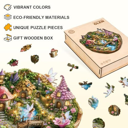 Wooden Puzzles for Adults, 8.5 * 8.3 in 90 pcs Fairy Brook Glen Puzzles - color: Fairybrook Glen, size: Small