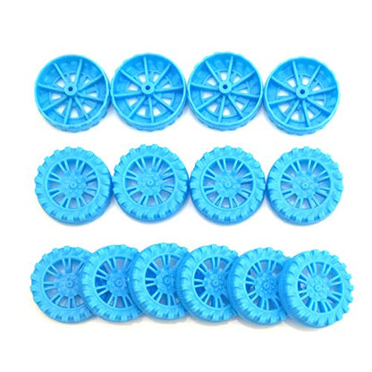 EUDAX 30mmx8mm Plastic Roll 2mm Dia Shaft Toys Wheel and 2mmx100mm STEM Shaft Round Rod Axles for DIY Toy RC Car Truck Boat Helicopter Model Part (Blue, 100pcs) - color: Blue, size: 100pcs