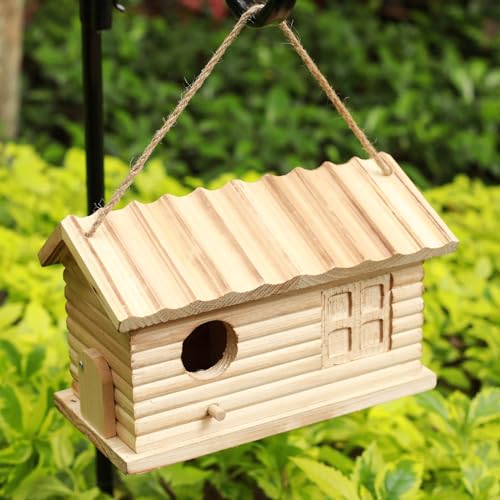 Bird House Outdoor Bluebird House for Outside Clearance, Hanging Bird Houses Cardinals Unfinished Wooden Bird Nesting Box