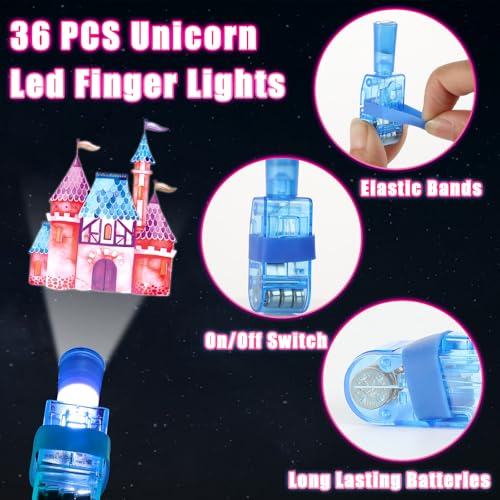 CHUNNIN 36 Pcs Unicorn LED Finger Lights Glow in Dark Party Favors - style: Unicorn