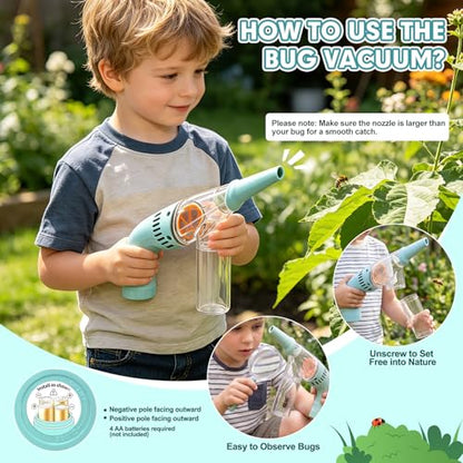 Kids Bug Catcher Kit, 11-Piece Outdoor Explorer Set with Bug Vacuum, Wooden Insect House, Butterfly Net, Ages 4-8