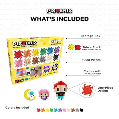Pix Brix Pixel Puzzle Building Bricks, 6,000 Pcs Container, Medium Palette - color: Medium, size: 6000pc