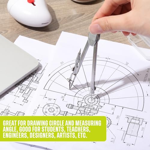EBOOT Drawing Compass and 6 in Protractor Geometry Set, Yellow - color: Yellow
