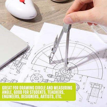 EBOOT Drawing Compass and 6 in Protractor Geometry Set, Yellow - color: Yellow