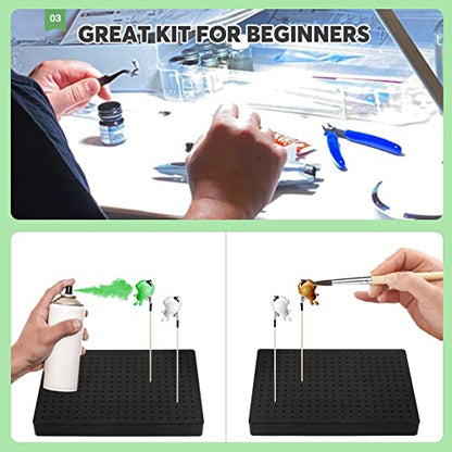 Keadic 37Pcs Model Tool Paint Kit Includes Professional Model Basic Tools, Painting Stand Base Holder and Alligator Clip Sticks Modeling Tools for Airbrush Hobby Model Building Parts Assemble