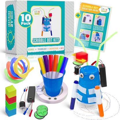 Scribble Bot Kit, 10-Pack - Bulk DIY Doodle Drawing Robot STEM Kit - size: 10 Pack
