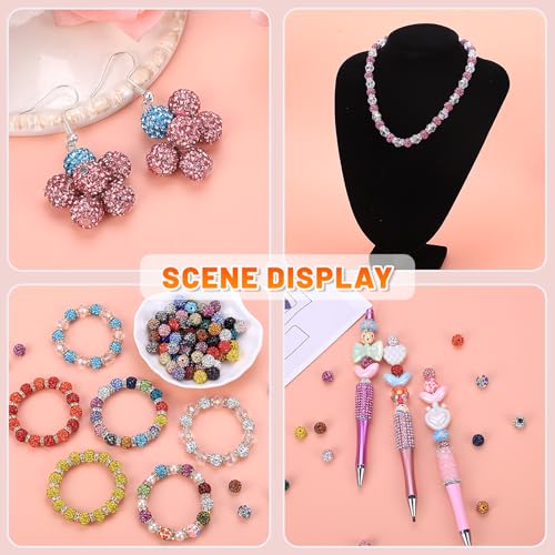 AIPRIDY Jewelry Making Beads Set, 300 PCS 10mm Rhinestone Clay Beads, 8mm Mixed Color Spacer Beads with Pearl and Floral Beads for DIY Jewelry Making (White + Purple + Blue) - color: White + Purple + Blue