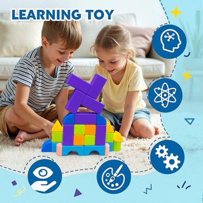 Pairez Toys Magnetic Building Blocks, Magnetic Blocks for Kids Ages 4-8 - color: 37 Pieces