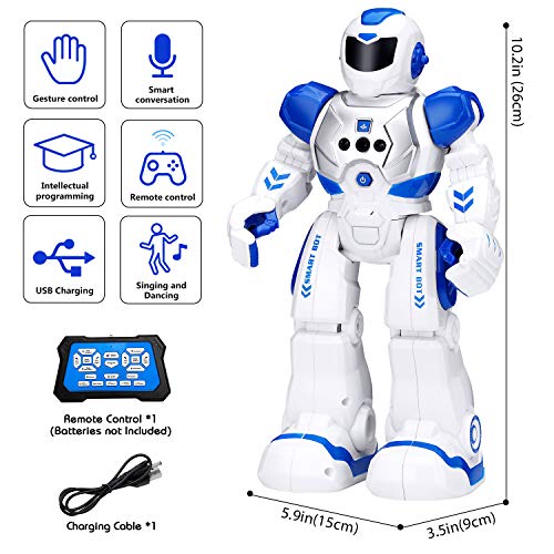 KingsDragon Robots Toy for Kids, RC Robot Gesture Sensing Smart Toy - color: Blue,white