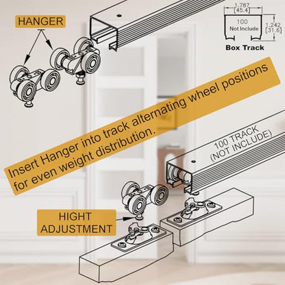 2 Pack Pocket Door Rollers Replacement with 1" O.D. Wheels - size: 1125-Tricycle Hanger