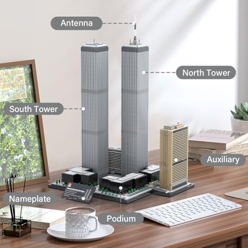MOC-177998 World Trade Center Building Blocks Set, 1/800 World Famous Architecture Landmark NY City Skyline Construction Toy for Adults, Designed by bru_bri_mocs, 7121PCS