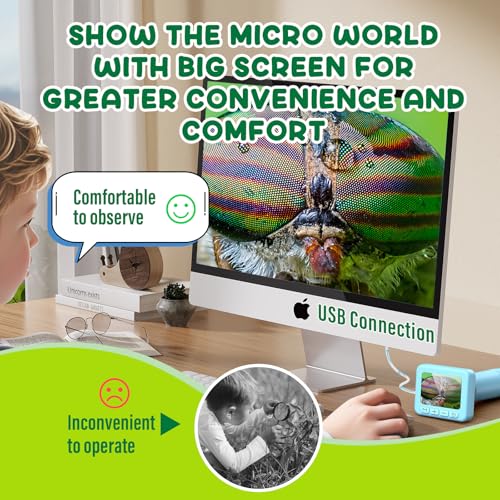 IMICHI Microscope for Kids 50X-1000X - 2 inch IPS HD Screen, 32GB Storage Card, 1080P Video, 2-Hour Battery Life, Easy Carry, Slides Included - Perfect Science Kit Gift for Kids Ages 8-12 Blue - color: Blue
