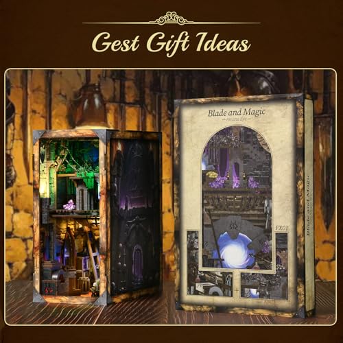 CCCDF Blade and Magic Book Nook Kit, DIY Miniature Dollhouse Kit with LED - color: Blade and Magic