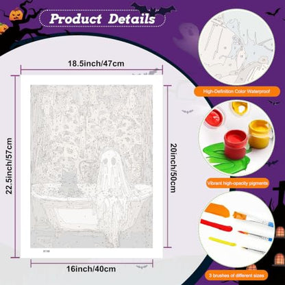 Halloween Paint by Numbers Kit for Adults, Paint by Numbers Adults 16x20 in - color: Halloween Ghost, size: 16*20inch