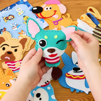 Toylink Dog Sewing Kit for Kids Beginners, 12-in-1 Sew Your Own Felt Puppy Craft Kit for Kids Girls Boys 6-8, 8-12, Fun and Educational Girls Birthday Gift Ideas