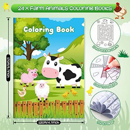 BenLouis 24 Pcs Farm Animals Mini Coloring Books for Kids Party Favors - style: Farm