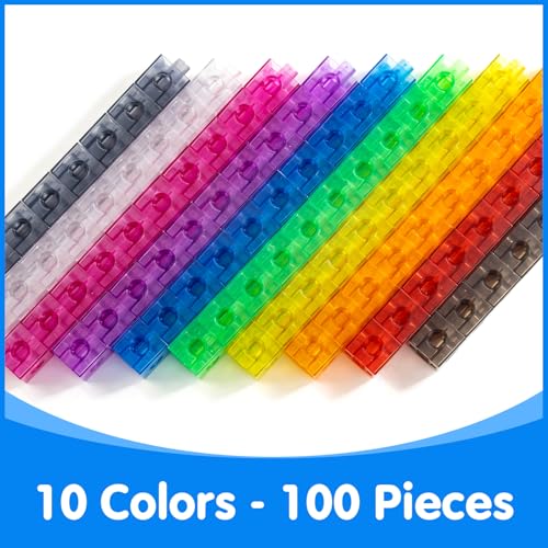 100 Pcs Translucent Linking Cubes – Light Table Manipulatives - color: Translucent Linking Cubes