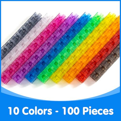 100 Pcs Translucent Linking Cubes – Light Table Manipulatives - color: Translucent Linking Cubes