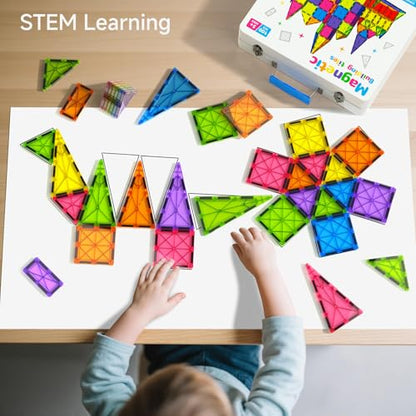 Premium Magnetic Tiles 100pcs: Durable STEM Building Blocks Kids 3-8 - size: 100 PCS