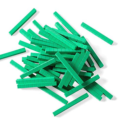 hand2mind Green Foam Base Ten Blocks, Rods Set, Place Value Blocks, Counting Cubes for Kids Math, Base 10 Math Manipulatives for Kids, Kindergarten Homeschool Supplies (Set of 50) - color: Green