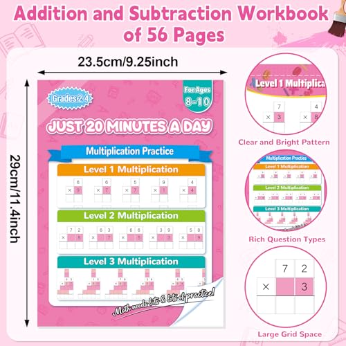 Single&Double Digit Multiplication Math Problem Workbook for 2nd Grade 3rd Grade 4th, Multiplication Practice Worksheets One Page A Day Math for Ages 7-10, Math Repetition Exercise Daily, 56 Pages - style: Level 5（Multiplication）