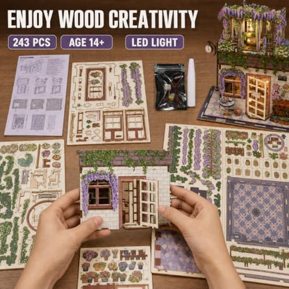 Evankin Flower Shop Book Nook Kit, DIY Miniature House with LED Light - style: Flower Shop