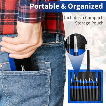 XOOL 9 PCS ESD Precision Tweezers Set, Anti-Static Stainless Steel Tweezers Kit for Electronics, Soldering, Craft, Jewelry, Model Building - size: ESD Tweezers 9 PCS