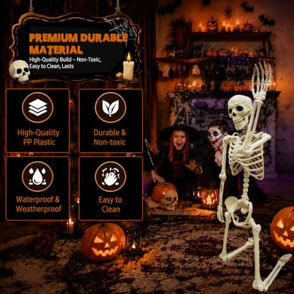 NLShan Life Size Skeleton for Halloween: 5.4ft Human Anatomy Skeleton - color: Off-White