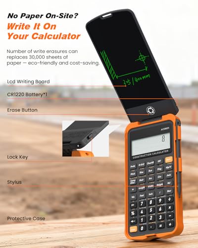 ROATEE Construction Calculator with Writing Tablet Industrial & Scientific - color: Gray Orange