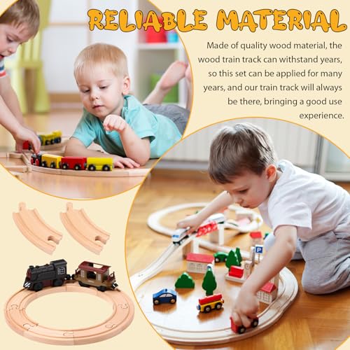 Liliful 8 Pcs Curved Wood Train Track, 3.94 x 1.57 x 0.47 Inch, Curved - size: 3.94 x 1.57 x 0.47 inches, style: Curved