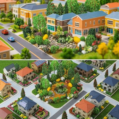 Sureio 60 Pcs Model Trees 0.55-5.5 Inch Mini Mixed Trees Diorama Supplies
