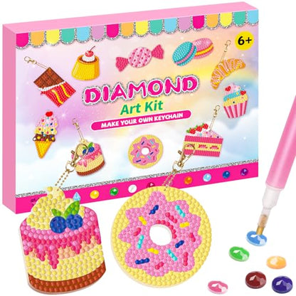 Labeol Diamond Art Kits for Kids with 5D Diamond Creat Your Own GEM Keychains Arts and Crafts for Kids Ages 8-12 Christmas Stocking Birthday Gifts for Kids 6+ - style: Dessert