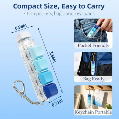 Keyboard Fidget Toy, 5-in-1 Decompression Button Clicker Keychain with Glowing LED, Portable Tactile Sensory Toy, Christmas Stocking Stuffers Gift for Adults Teens, Stress Relief ASMR (Blue) - color: Blue