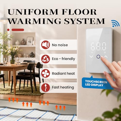 MAXKOSKO 10 sq ft Radiant Floor Heating System & Programmable Thermostat - size: 10 sq.ft.