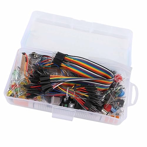 Electronics Component Kit, Starter Fun Assortment with Breadboard Resistor Capacitor Diode Module, for Beginners Learning to Program R3 Development Board